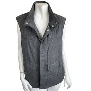 Allegri Milano 100% Wool Flannel Puffer Vest M Preppy Old Money Designer Italy